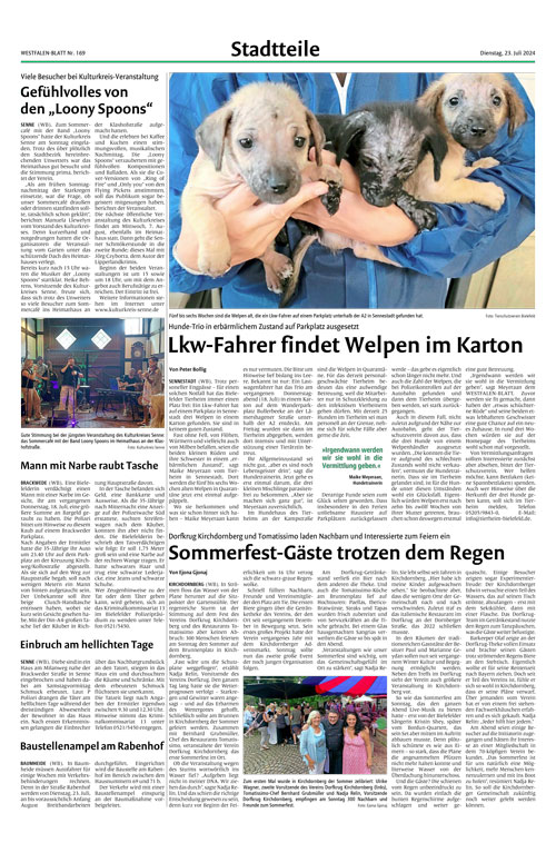 Gefühlvolles von den Loony Spoons (Westfalen-Blatt 23.07.2024)