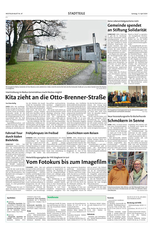 Schmökern in Senne (Westfalen-Blatt 13.04.2024)