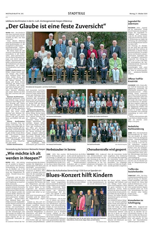 Blues-Konzert hilft Kindern (Westfalen-Blatt 21.10.2024)